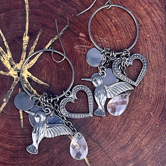 y2k Hummingbird Dangle Earrings Baroque fairy jewelry Maximalist - Picture 4 of 10